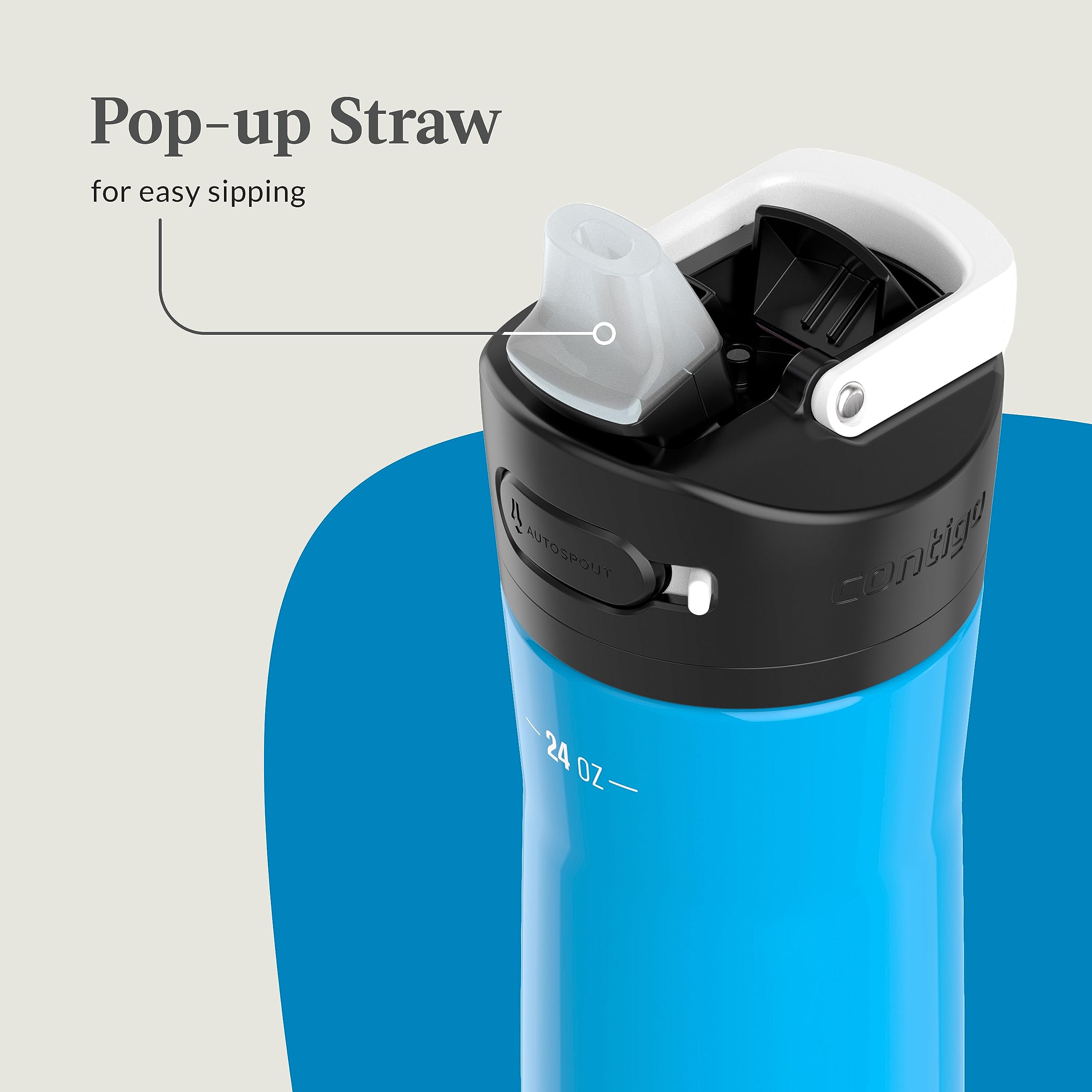 Contigo Ashland Chill Stainless Steel Water Bottle, 24Oz, Leakproof Lid & Straw, Keep Drinks Cold For 24Hrs & Hot For 6Hrs, Idea